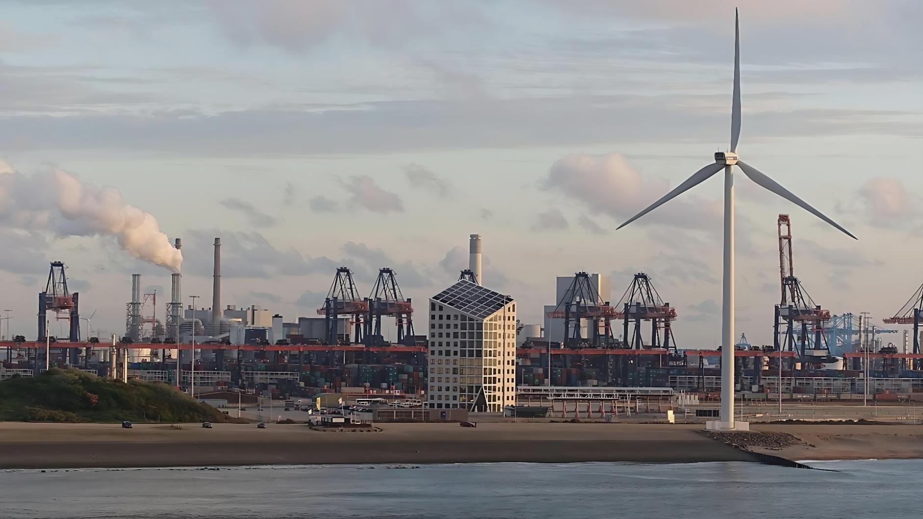Energy production facility showing industrial infrastructure and renewable technology integration